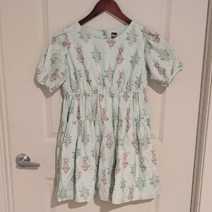 Tea Collection Kids Dress with Floral Print in Light Blue